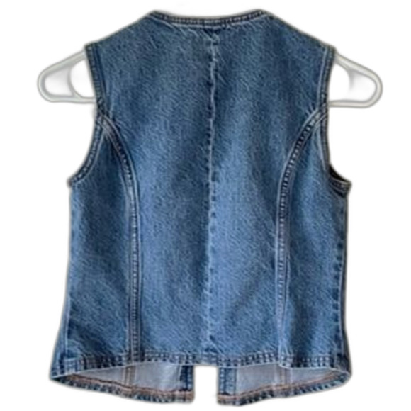 NWT Abercrombie & Fitch Tie Front Denim Vest Jean Bows Open Front V Neck XXS - Picture 14 of 15